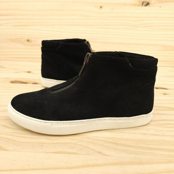 Kenneth Cole Kayla Women's Cap Toe Booties Sz 8.5 Black Suede Chic Zip Sneakers - Picture 1 of 9